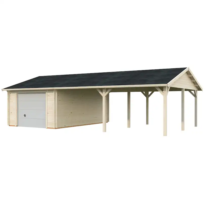 Garage Palmako Roger med Carport 53,1 m2 och Takskjutport