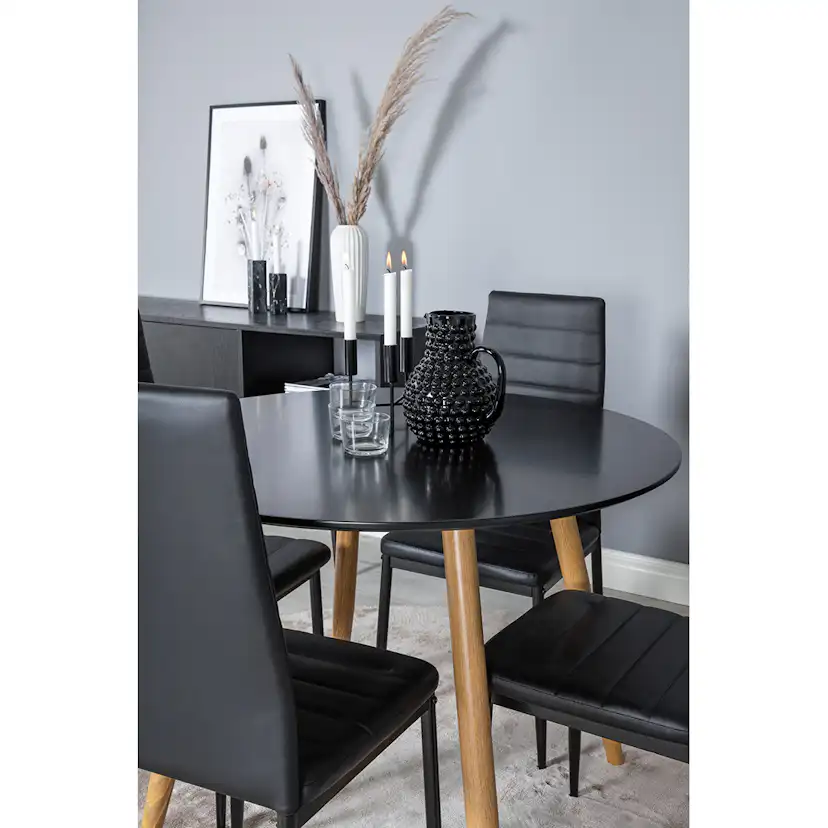 Matgrupp Venture Home Plaza Ø100 cm med 4st Slim Matstolar