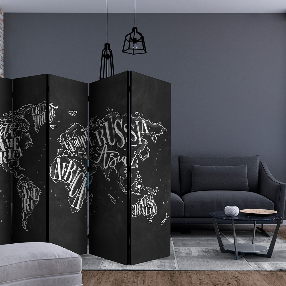 Rumsavdelare Skärmvägg Arkiio Retro Continents Black II 225x172 cm