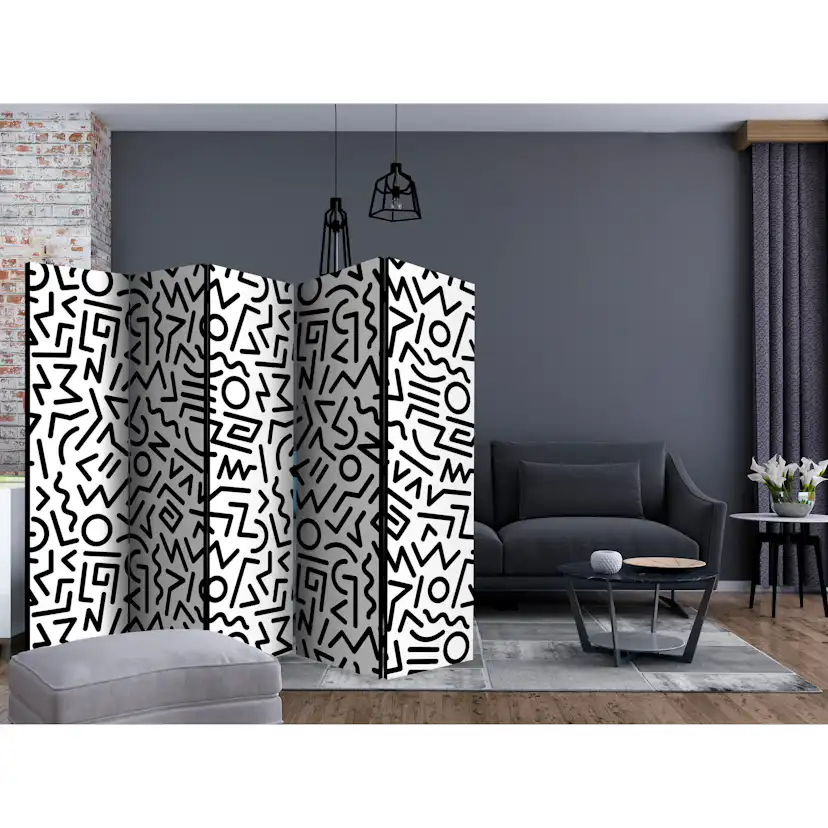 Rumsavdelare Arkiio Black and White Maze II 225x172 cm