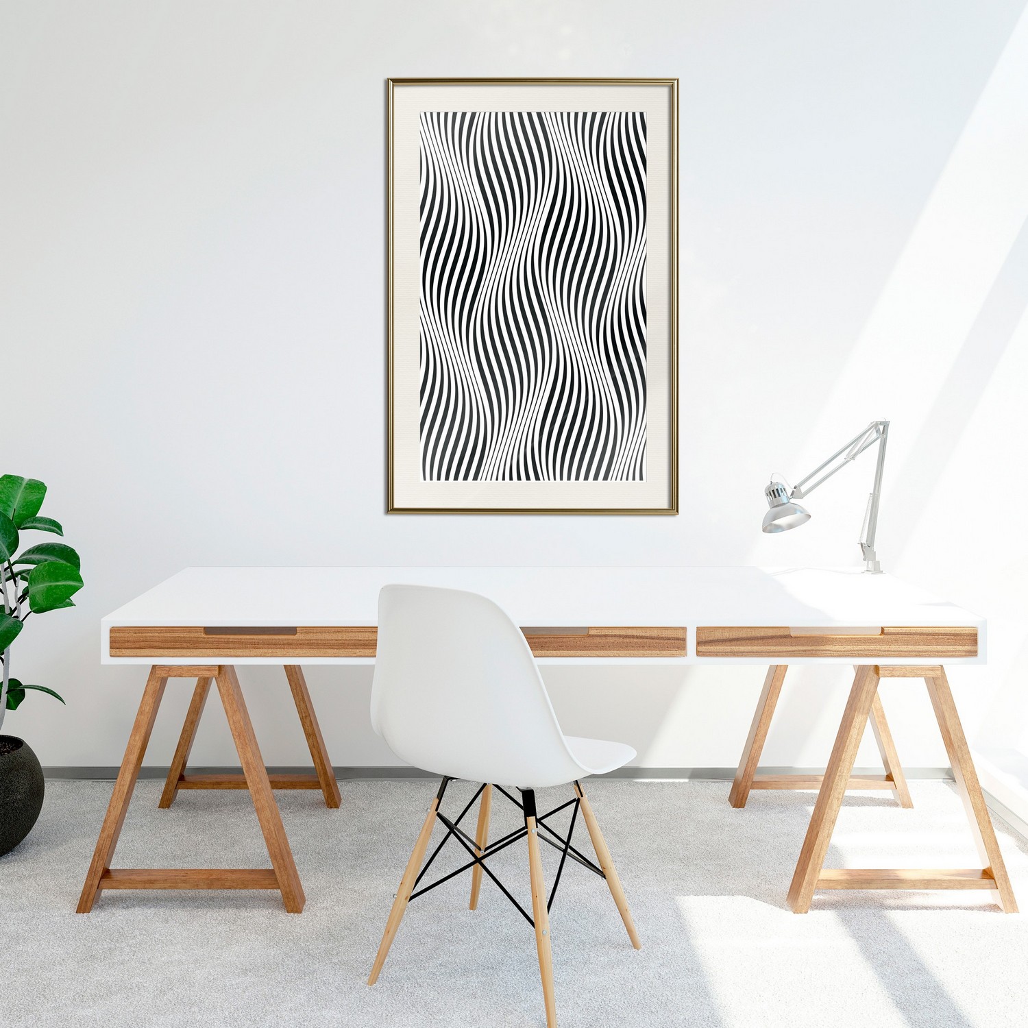 Affisch - Optical Art [Poster] 20x30 Guld ram med passepartout, 20x30 cm
