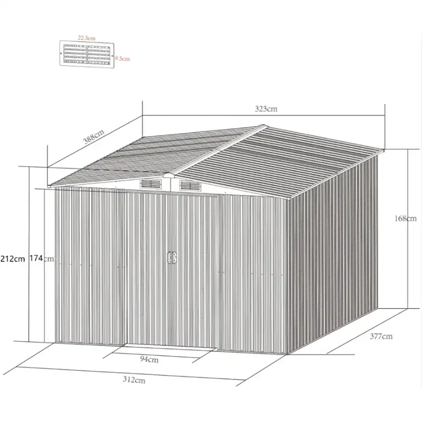 Redskapsbod Metalcraft 12,5m² Förråd med Bas Vit