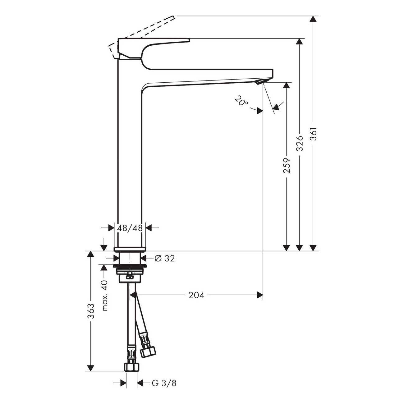 Tvättställsblandare Hansgrohe Metropol 260