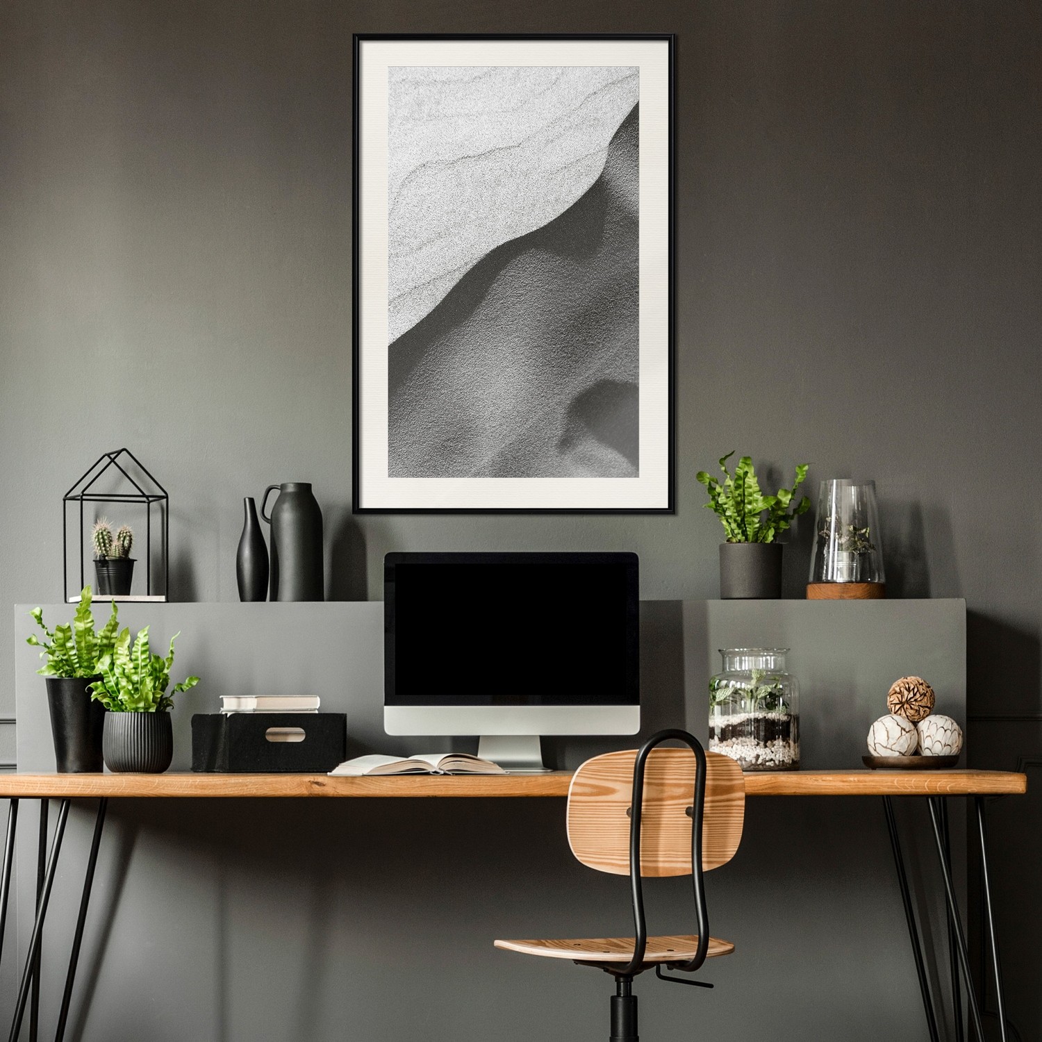 Affisch - Dunes [Poster] 30x45 Svart ram med passepartout, 30x45 cm