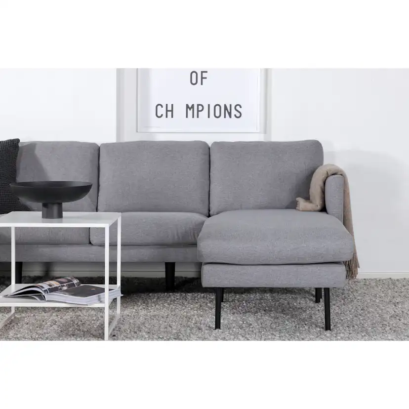 Zoom U-Sofa - Black / Steel Grey Fabric Grå