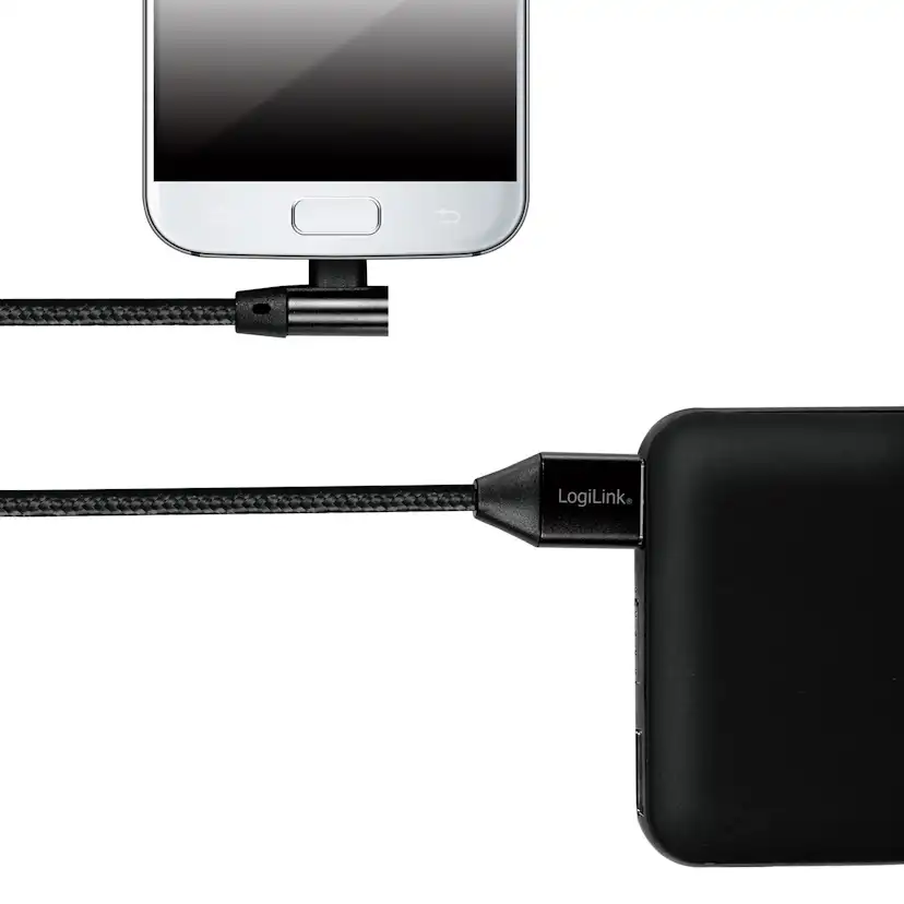 Vinklad MicroUSB-kabel LogiLink USB 2.0 15W 1 m
