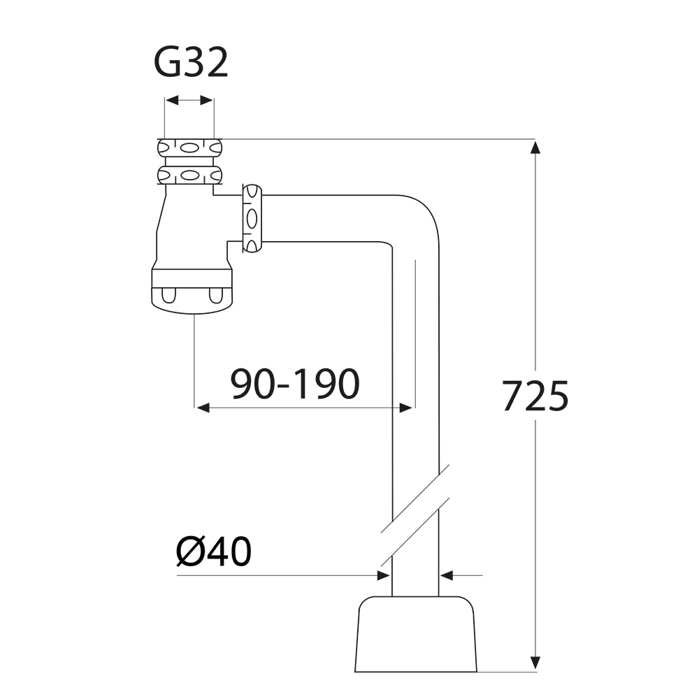 Vattenlåssats Purus 90° G32xØ40