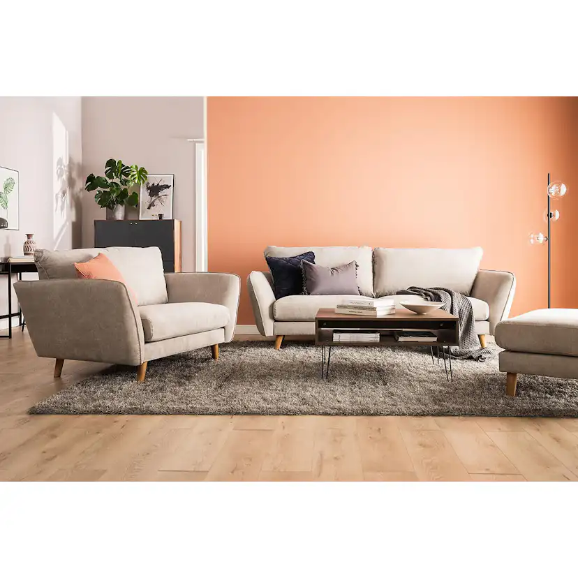Trend Lyx Schäslongsoffa Höger Beige, Svarta ben