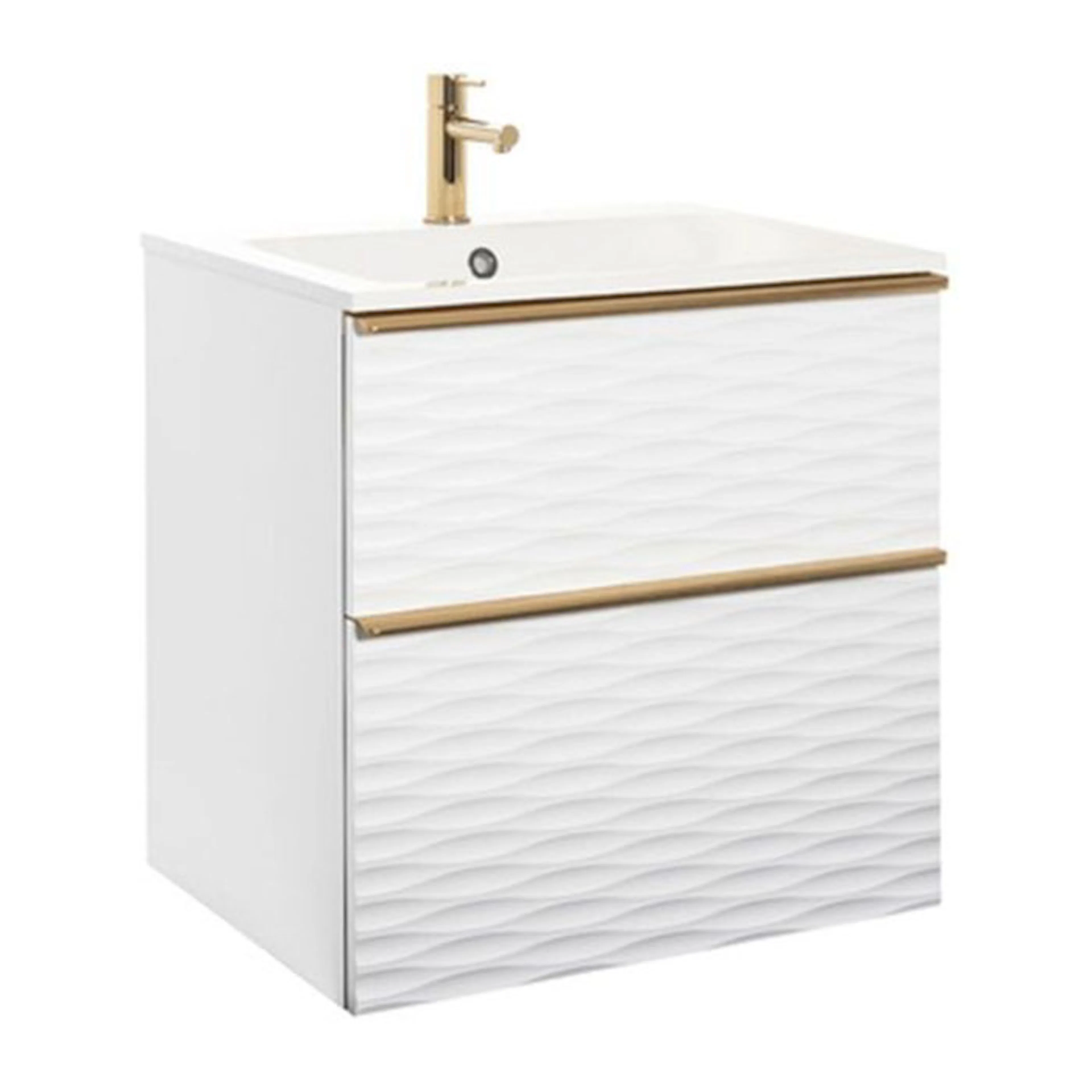 AL IS AQUW KMD+TS2 60KMP MV/MÄ BxHxD: 605x605x390 mm, Matt Vit, Tvättställ: Mineralkomposit, Handtag: Mässing