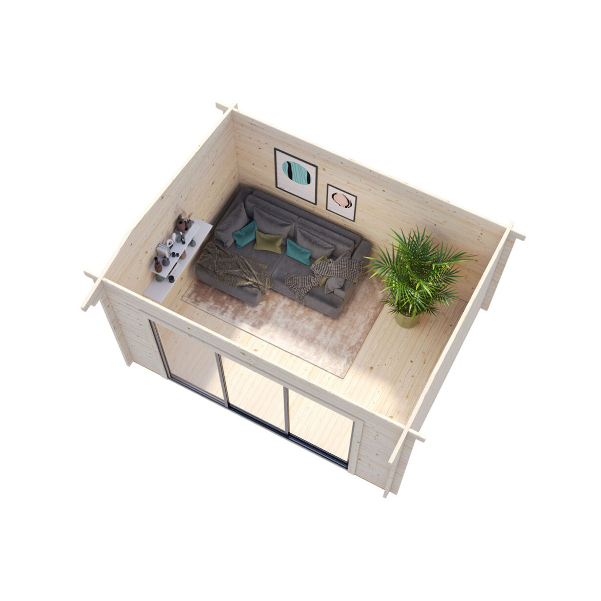 Ines 11,1 m2 Slide Plus NO Obehandlad med Slide Pro 2-lagers glas
