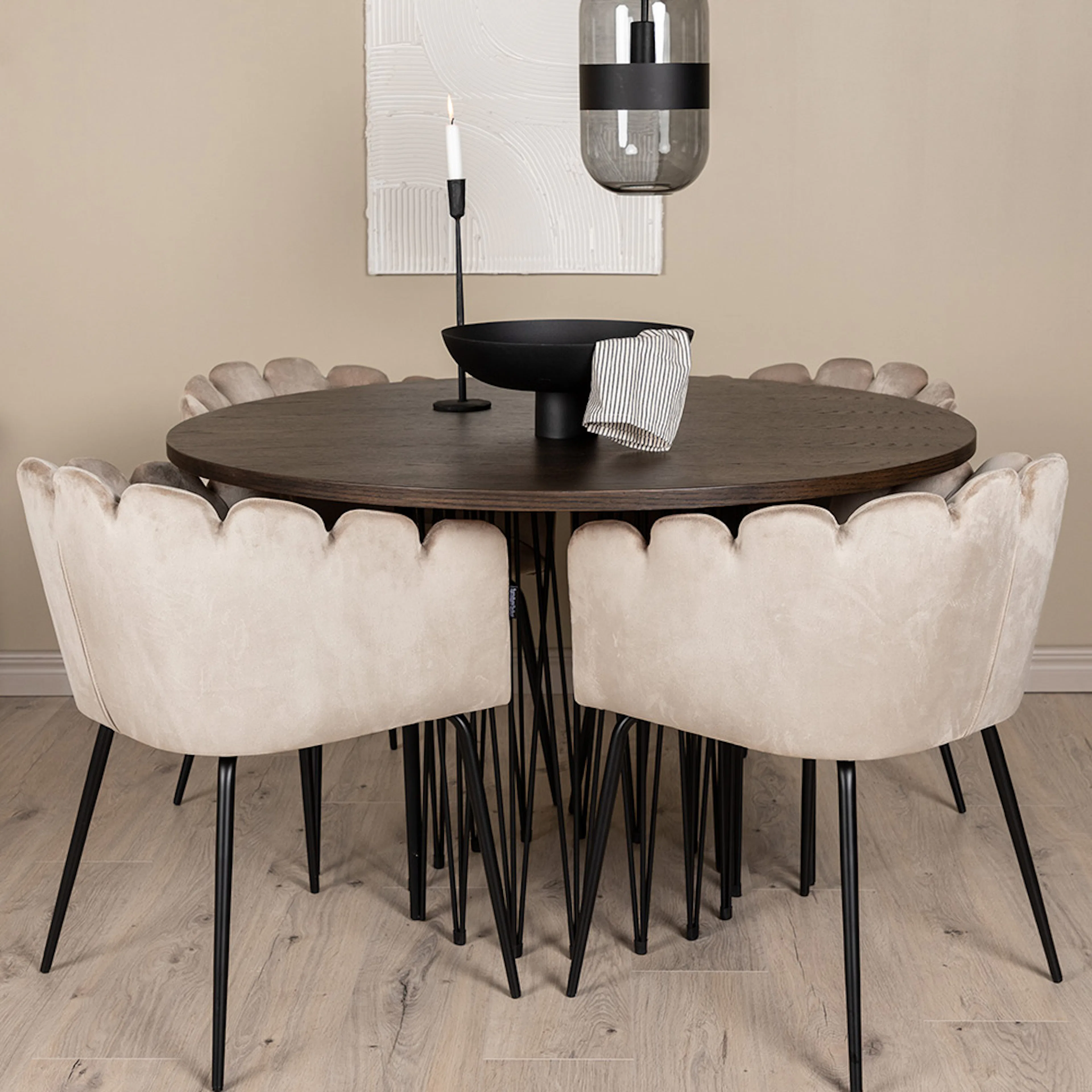 Matgrupp furniture/fashion Stone med 4 Limhamn Stolar Runt