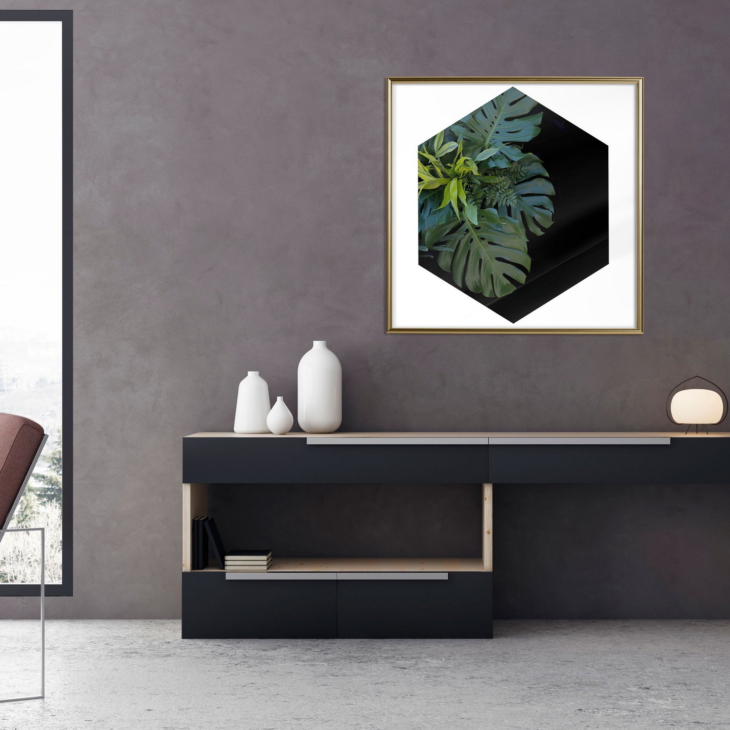 Poster Artgeist Affisch Plant Hexagon