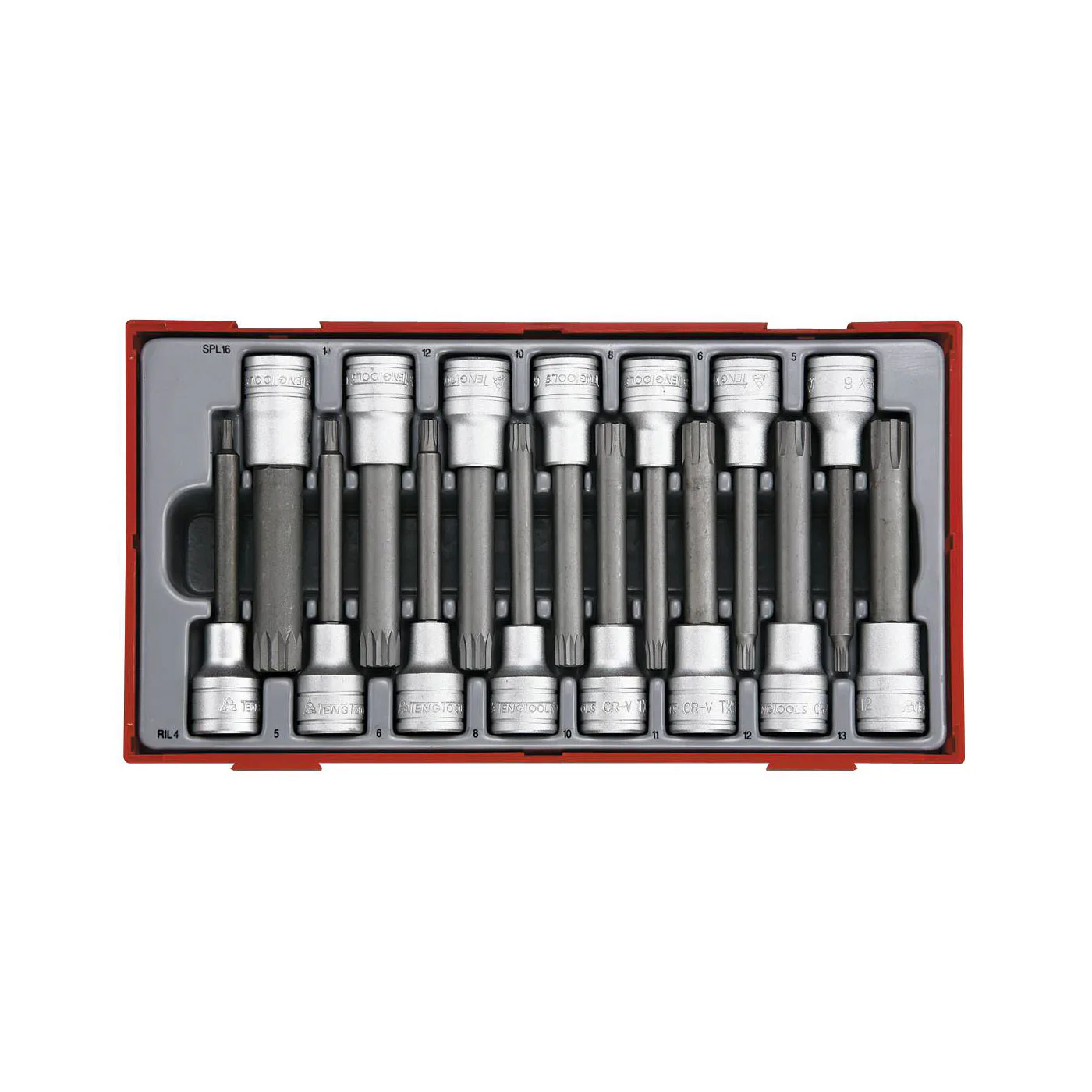 Bitshylssats 15 Teng Tools delar för Ribe och XZN-spår, 1/2 tum fyrkantsfäste TTRS15