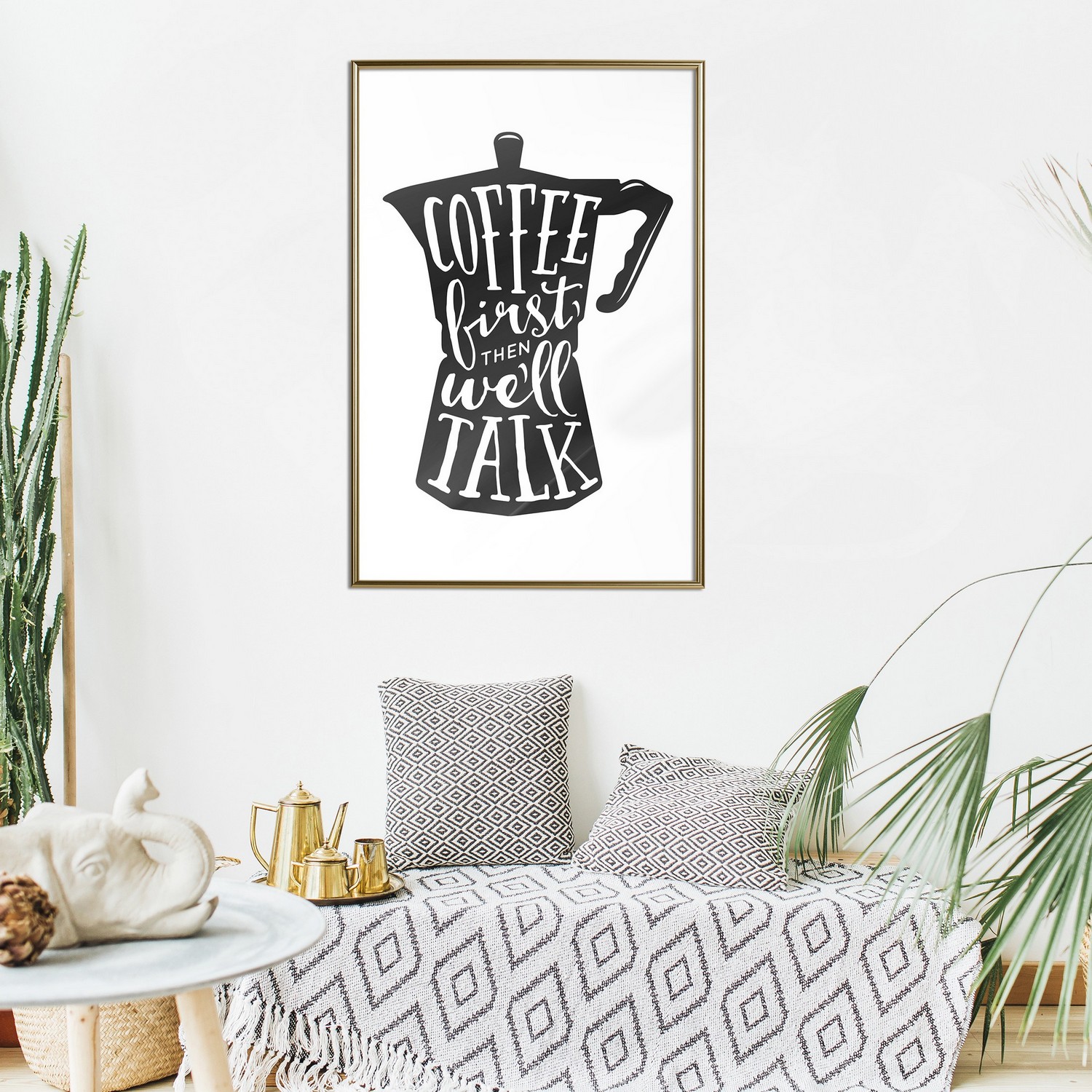Affisch - Coffee First Then We'll Talk [Poster] 20x30 Guld ram, 20x30 cm