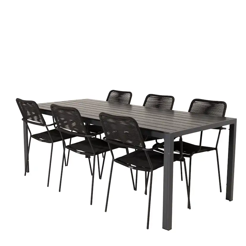 Matgrupp Utomhus Venture Home Bront 205/90 med 6 Leon KarmTrädgårdsstolar