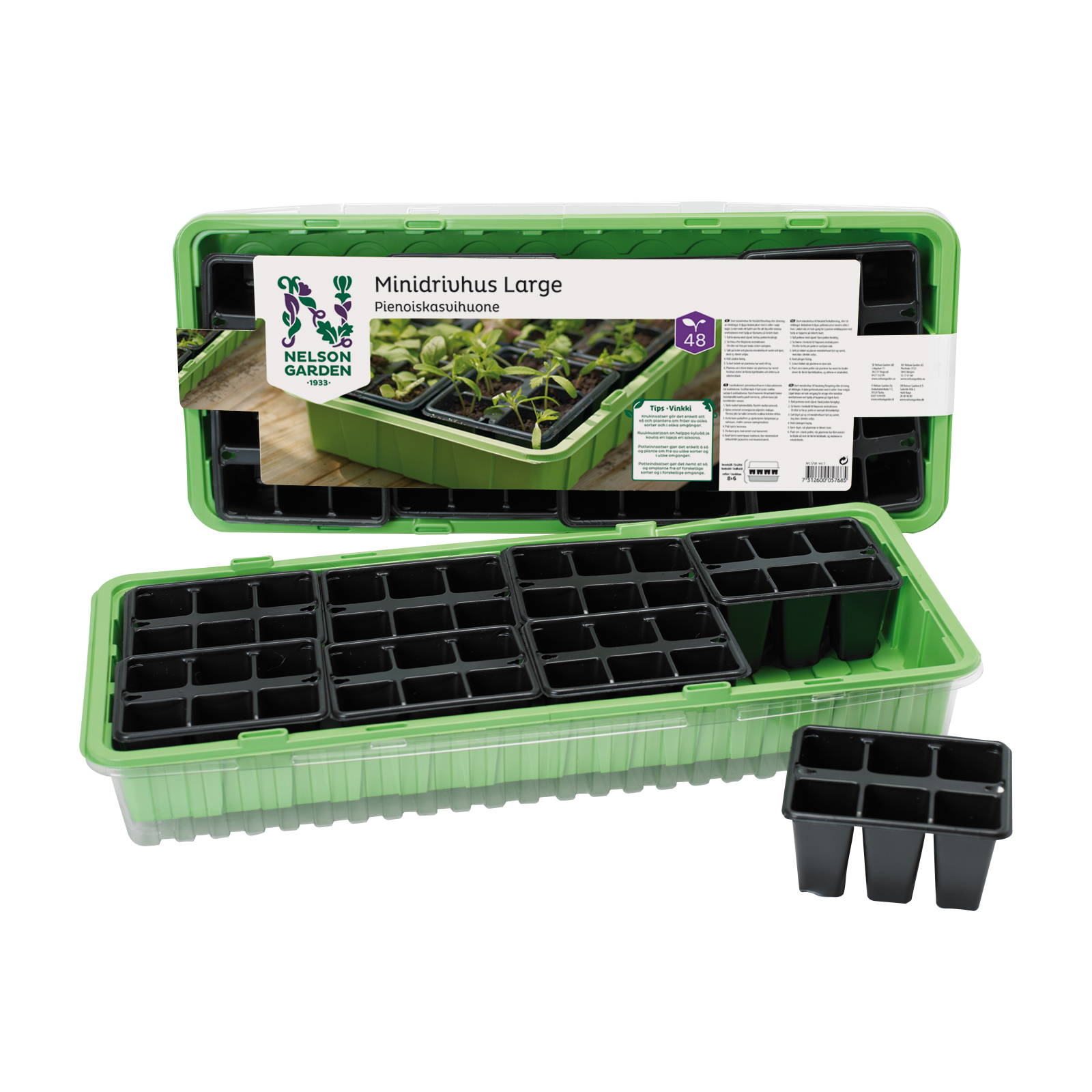 Minidrivhus Nelson Garden 57x24 cm med 48 krukor