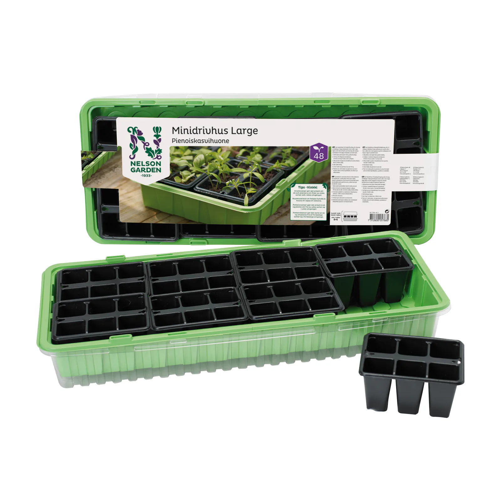 Minidrivhus Nelson Garden 57x24 cm med 48 krukor