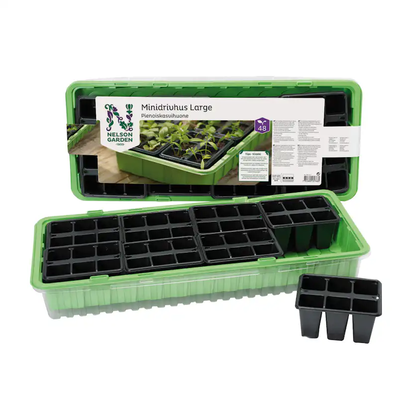 Minidrivhus Nelson Garden 57x24 cm med 48 krukor