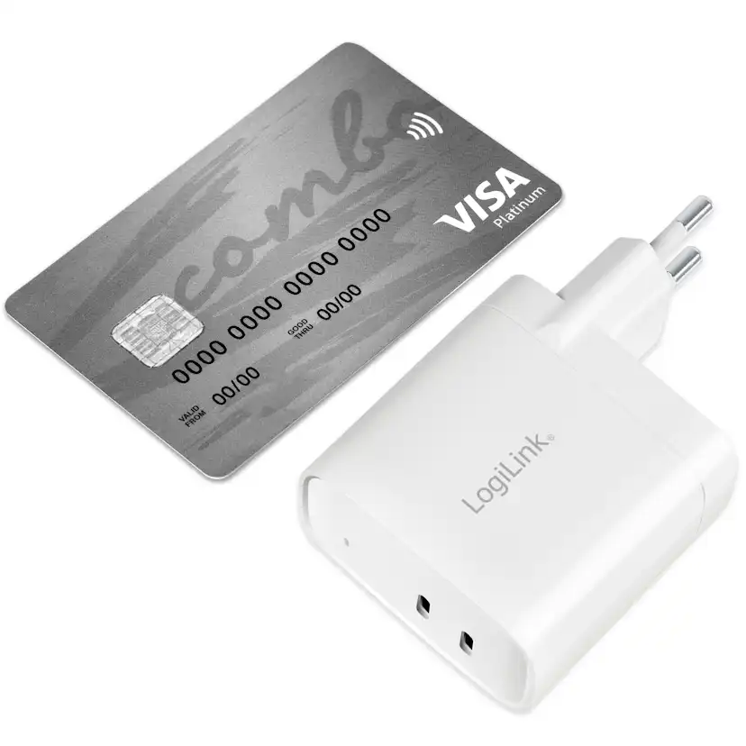 USB-laddare LogiLink 2 x USB-C PD 40W GaN