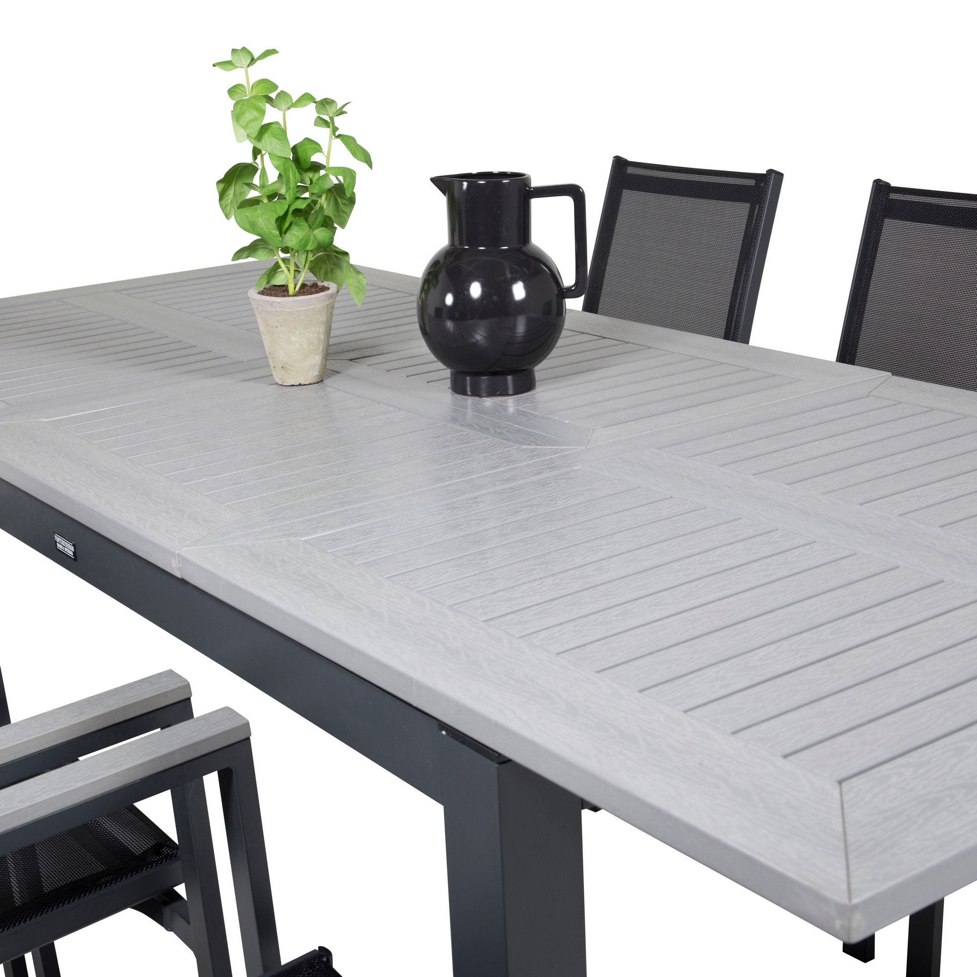 Albany Dining Table 160/240*100 - Svart Alu / Grey Aintwood+ Svart/Grå