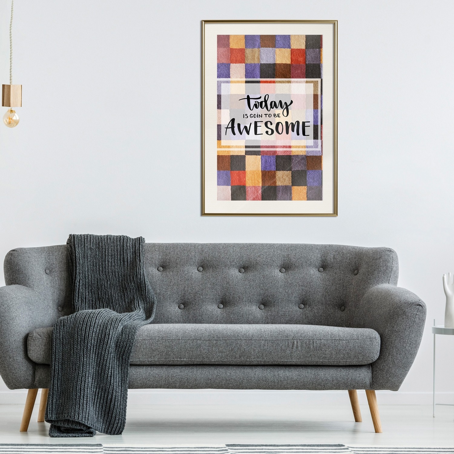 Affisch - Today Is Goin To Be Awesome [Poster] 30x45 Guld ram med passepartout, 30x45 cm