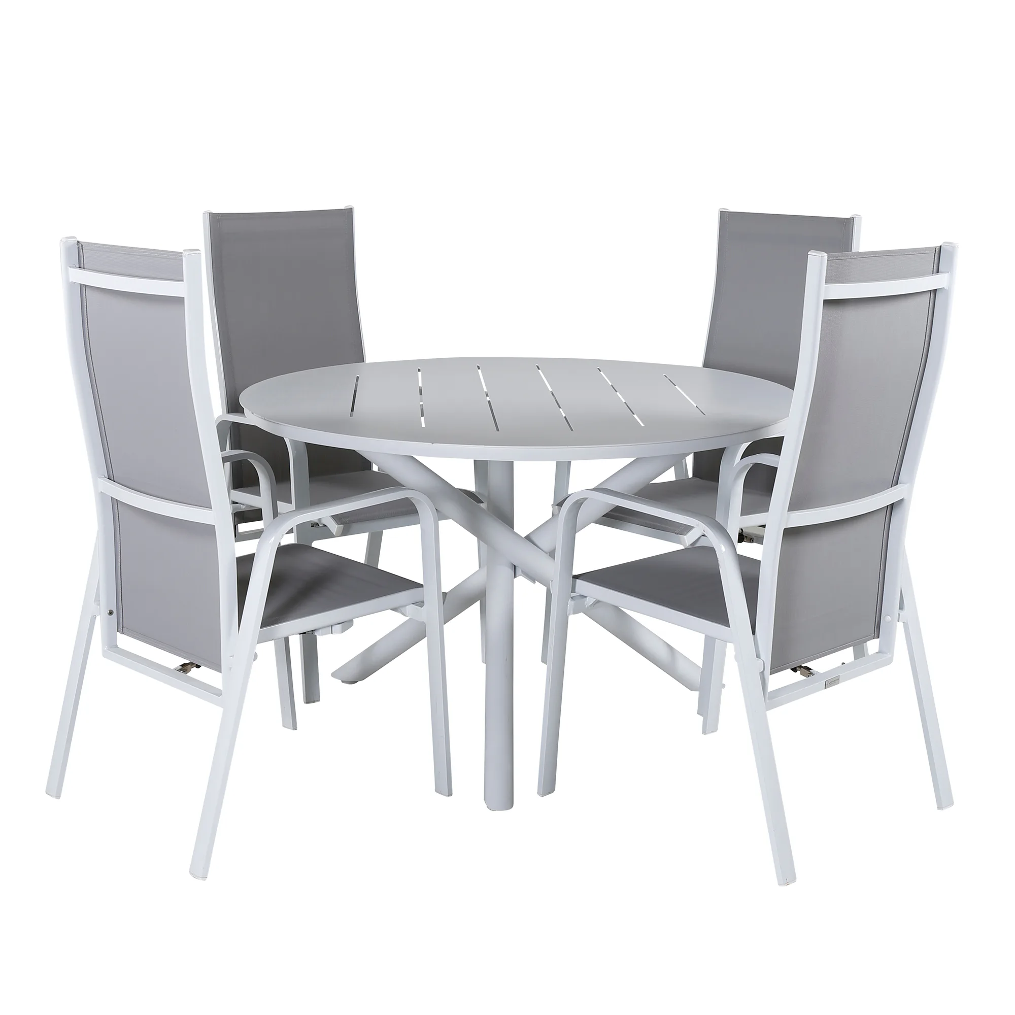 Alma Dining Table - White Alu - ø120cm+Copacabana Recliner C Vit