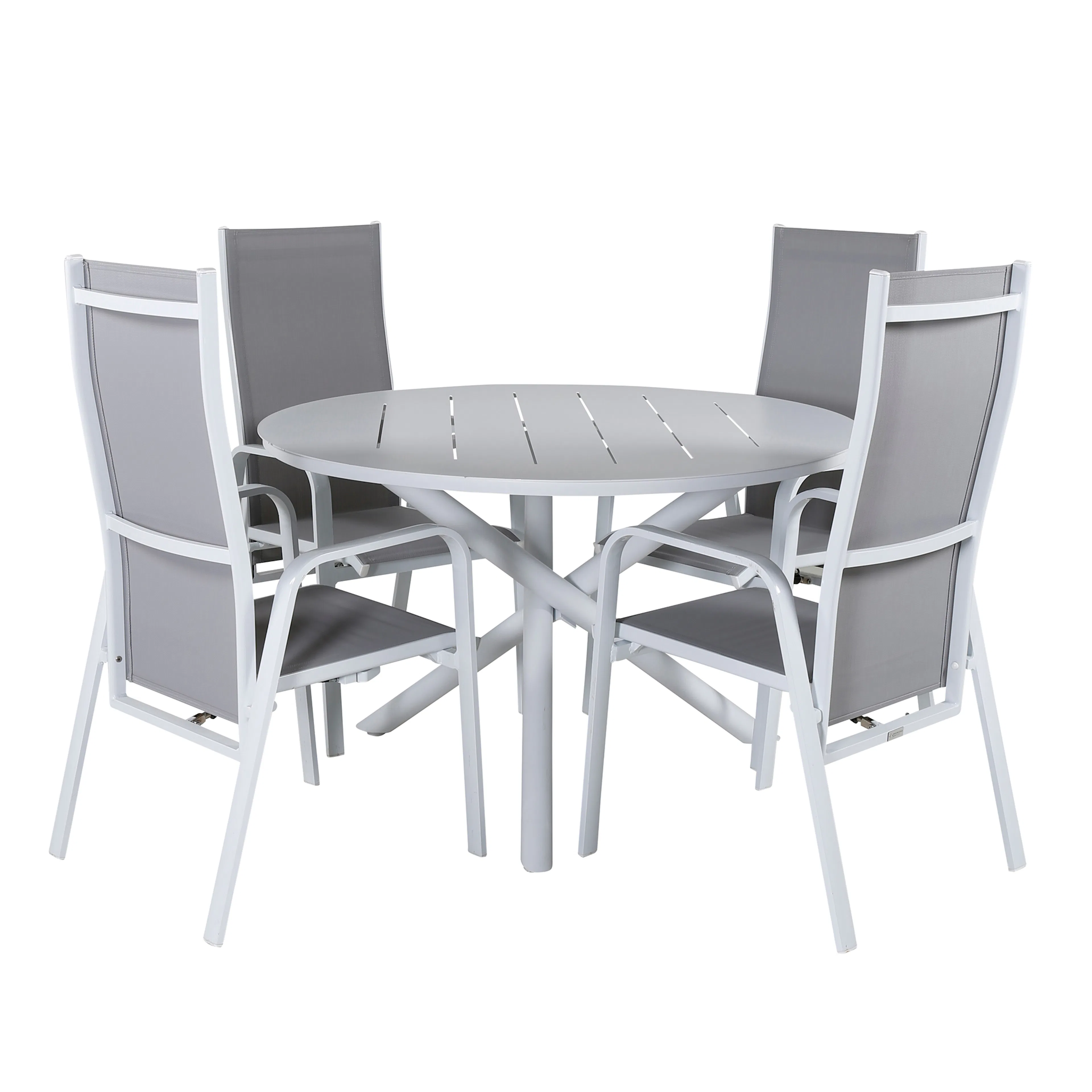 Alma Dining Table - White Alu - ø120cm+Copacabana Recliner C Vit