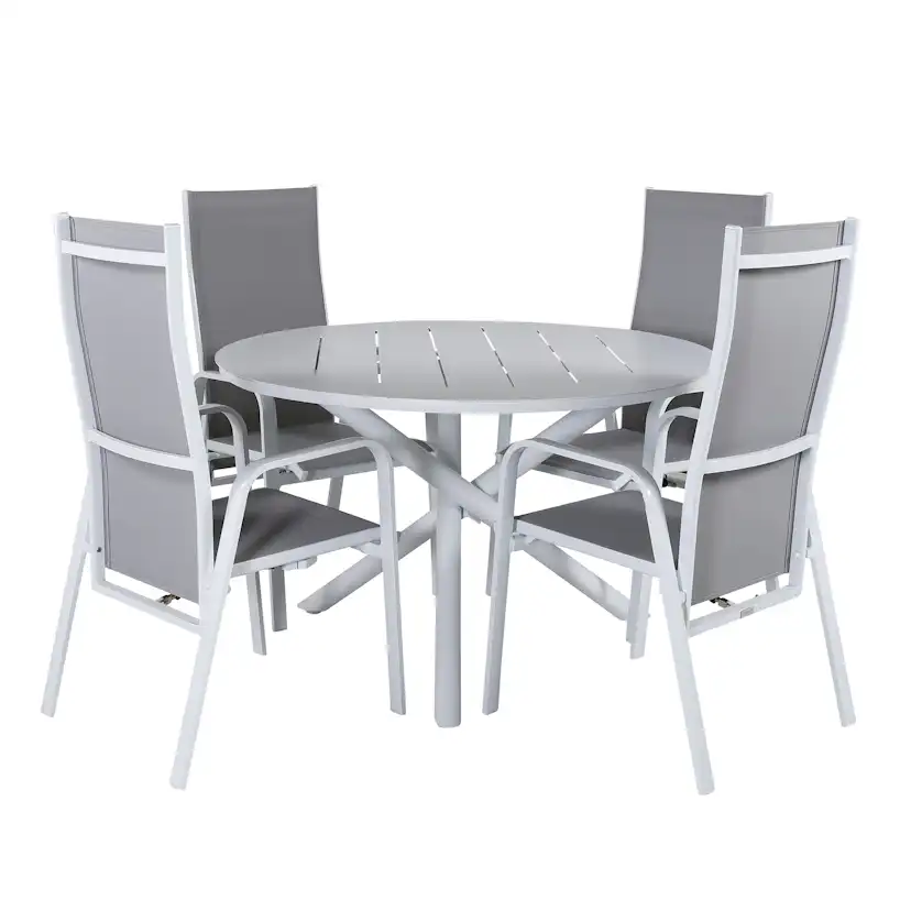 Alma Dining Table - White Alu - ø120cm+Copacabana Recliner C Vit