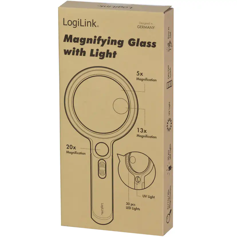 Förstoringsglas LogiLink Ø9cm med LED-belysning