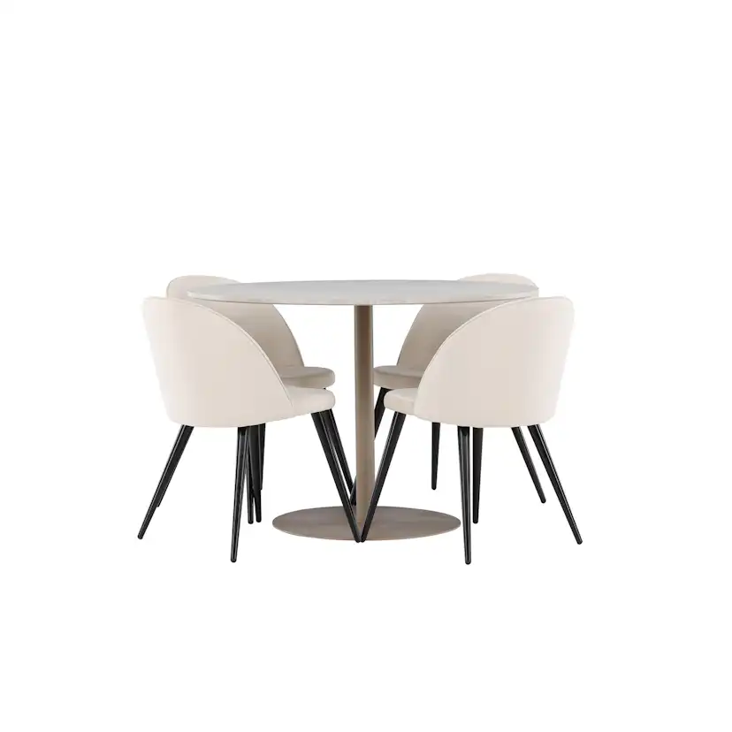 Matgrupp Venture Home Lycke Ø110 med 4 st Velvet Stolar