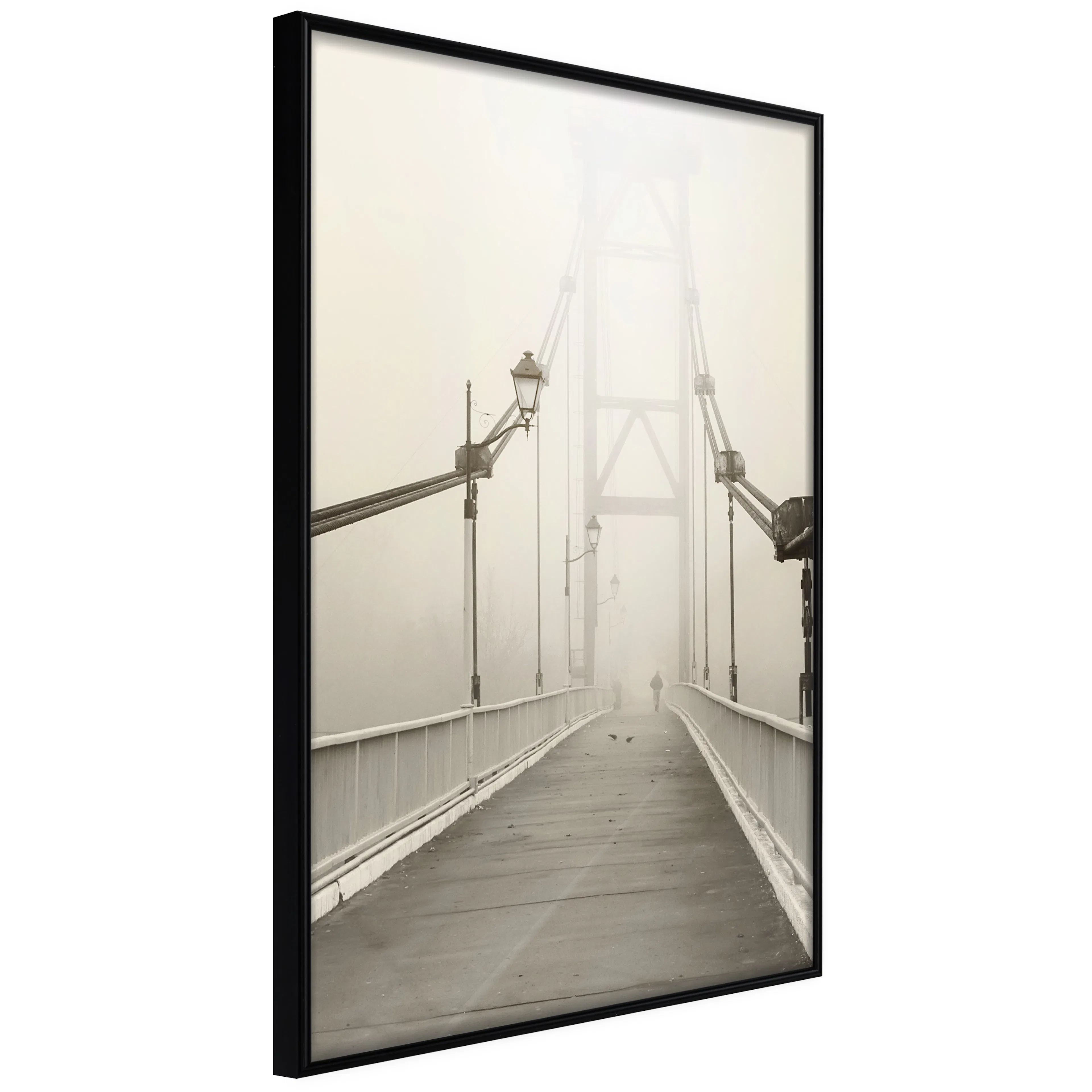 Affisch - Bridge in the Fog [Poster] 40x60 Svart ram, 40x60 cm