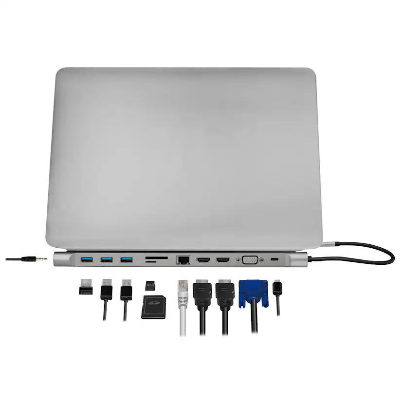 USB-C-docka LogiLink 11-i-1 HDMI/VGA/RJ45/USB-C 100W