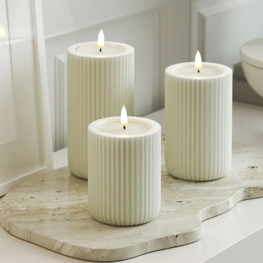 LED-Blockljus UNIQUE Candles Stripe 8x15 cm