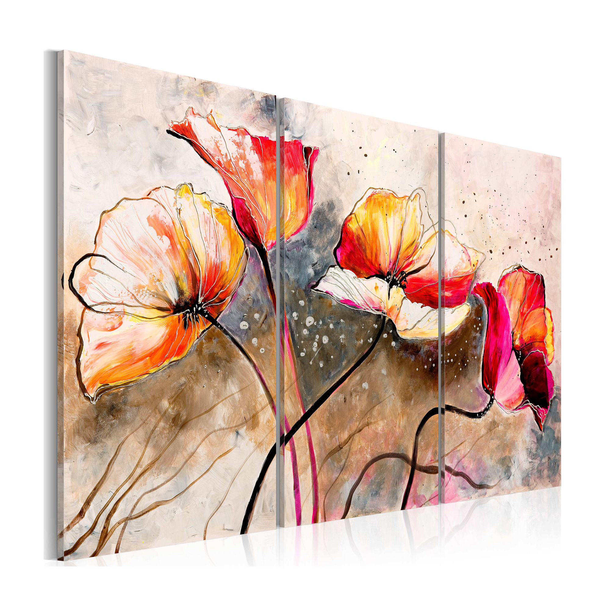 Handmålad Tavla Arkiio Vallmor Piskade Av Vinden 120x80