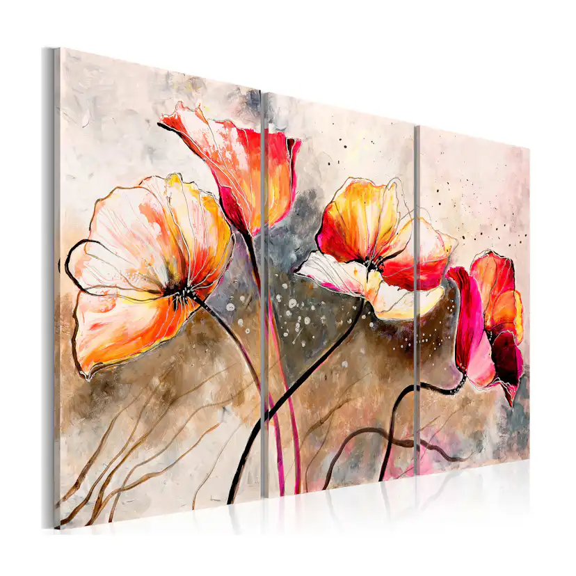 Handmålad Tavla Arkiio Vallmor Piskade Av Vinden 120x80