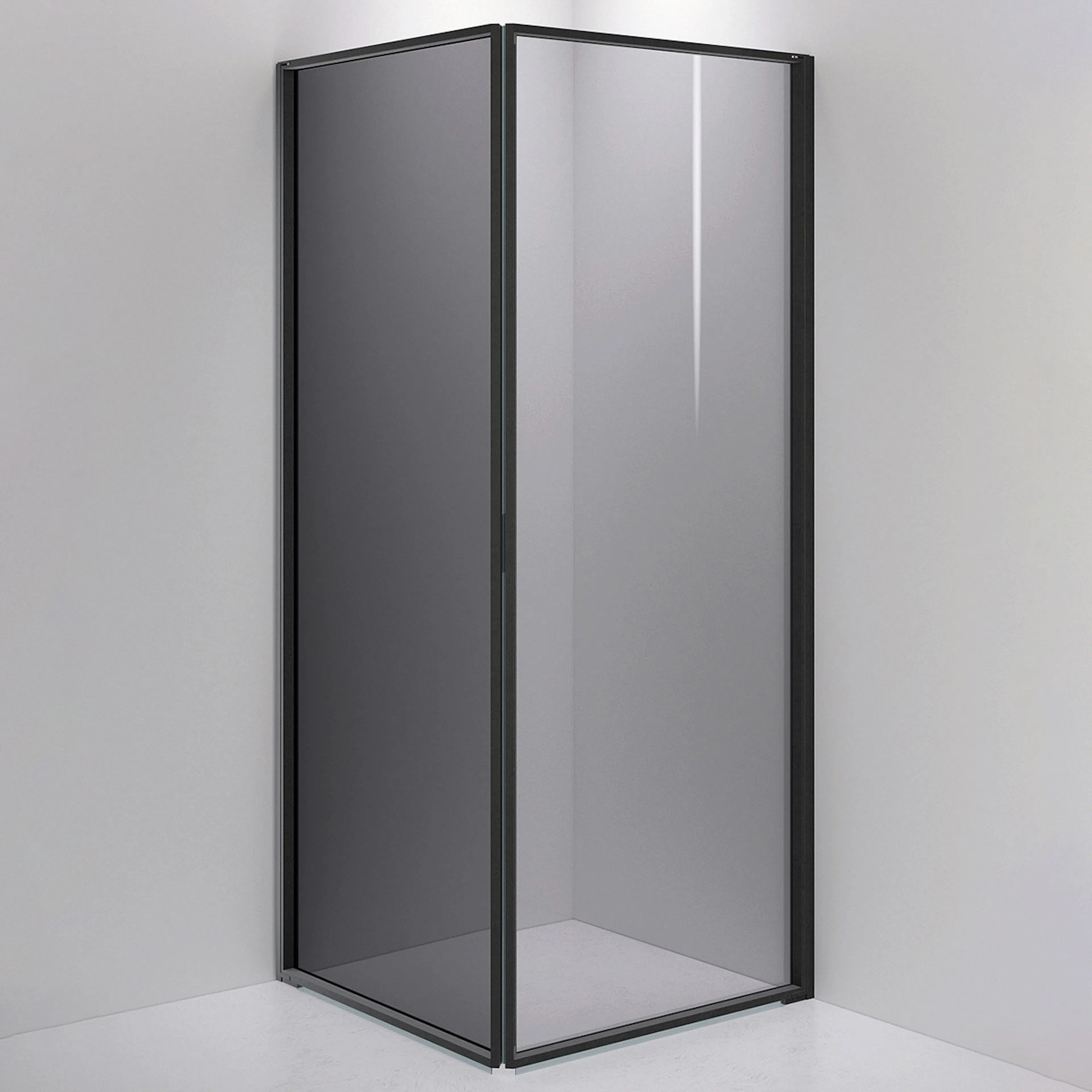 EDGE 12,Smoke, Onyx,Yttermått 900x900,Höjd 2150. 900x900 mm, Profil: Onyx, Glas: Rökfärgat glas