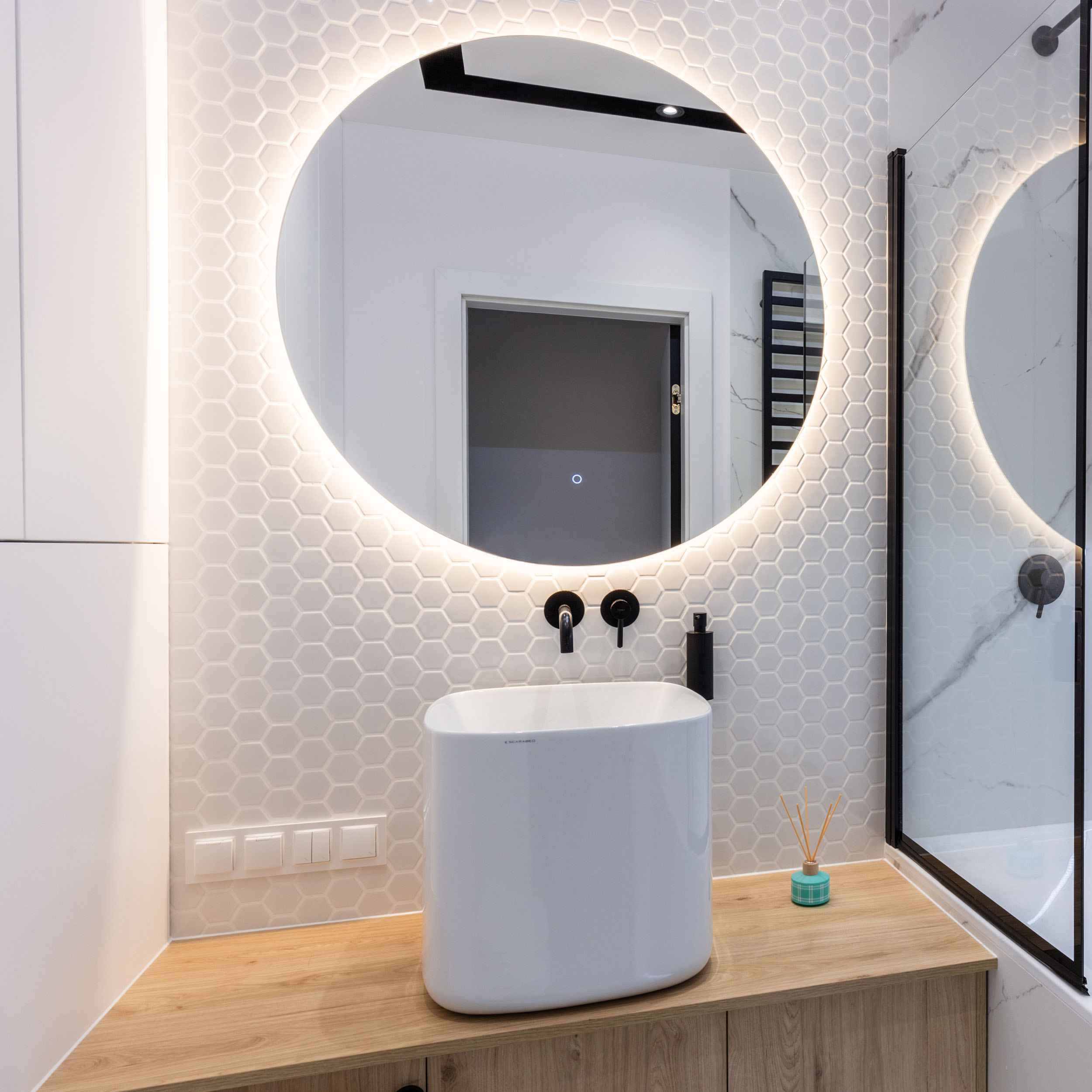 Spegel Vidi Moon Rund med LED-belysning