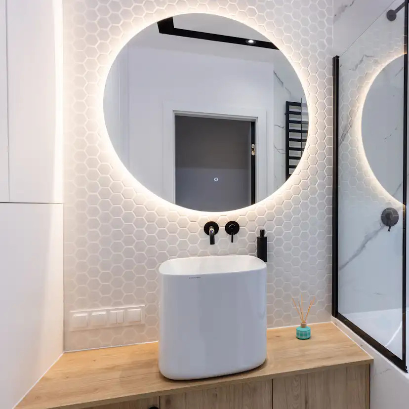 Spegel Vidi Moon Rund med LED-belysning