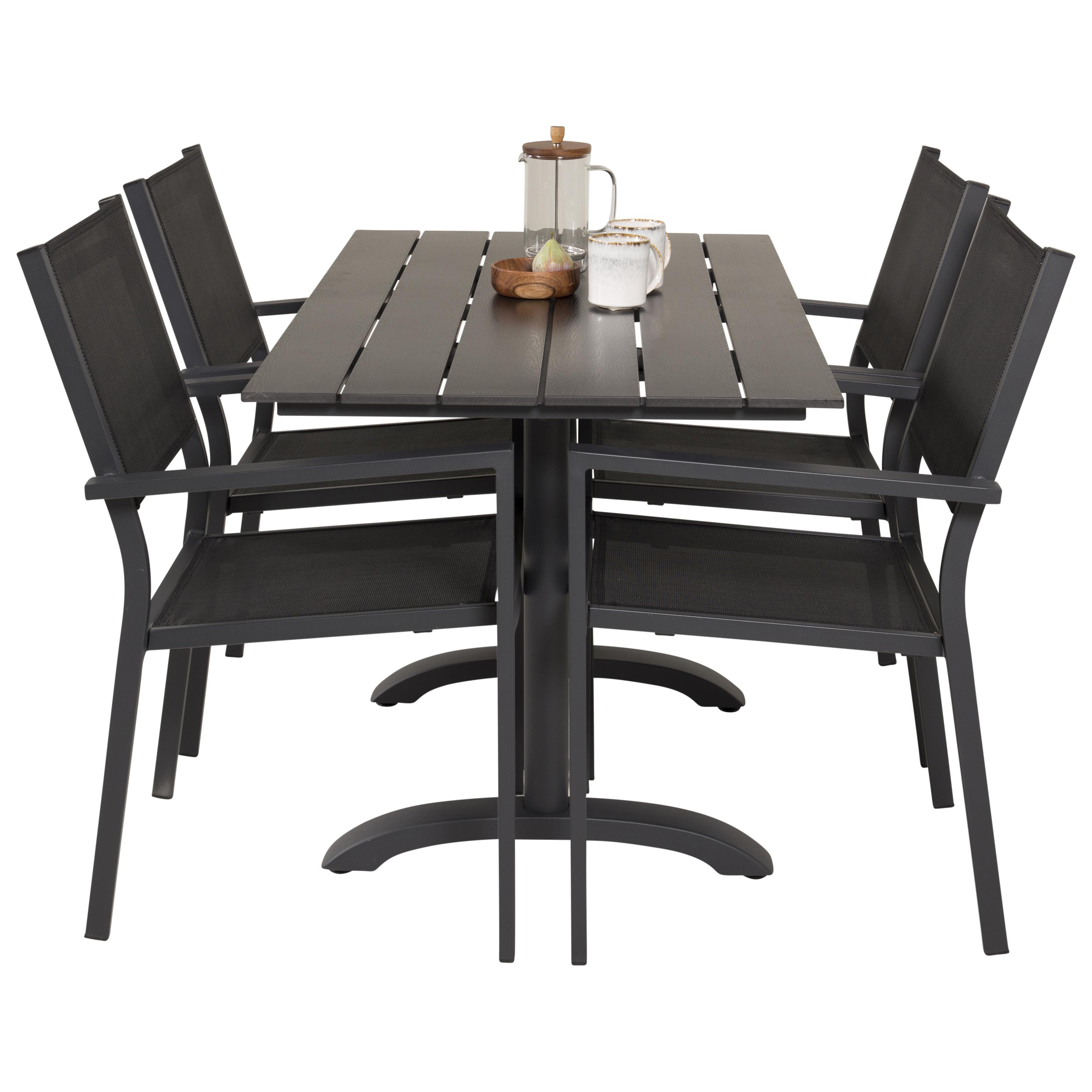DenverCafé Bord120*70svartalu/Svart+Copacabana stolsvartalu4 Svart Bord, Svart Stol