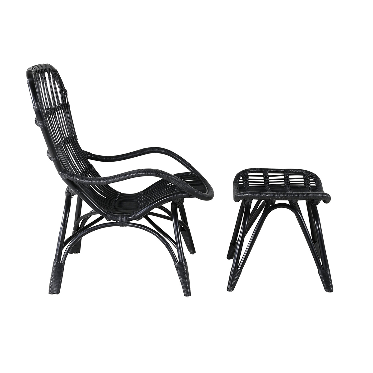 Ella Lounge Chair - BLACK rattan / Offwhite Cushion Ersätter Färg: Black