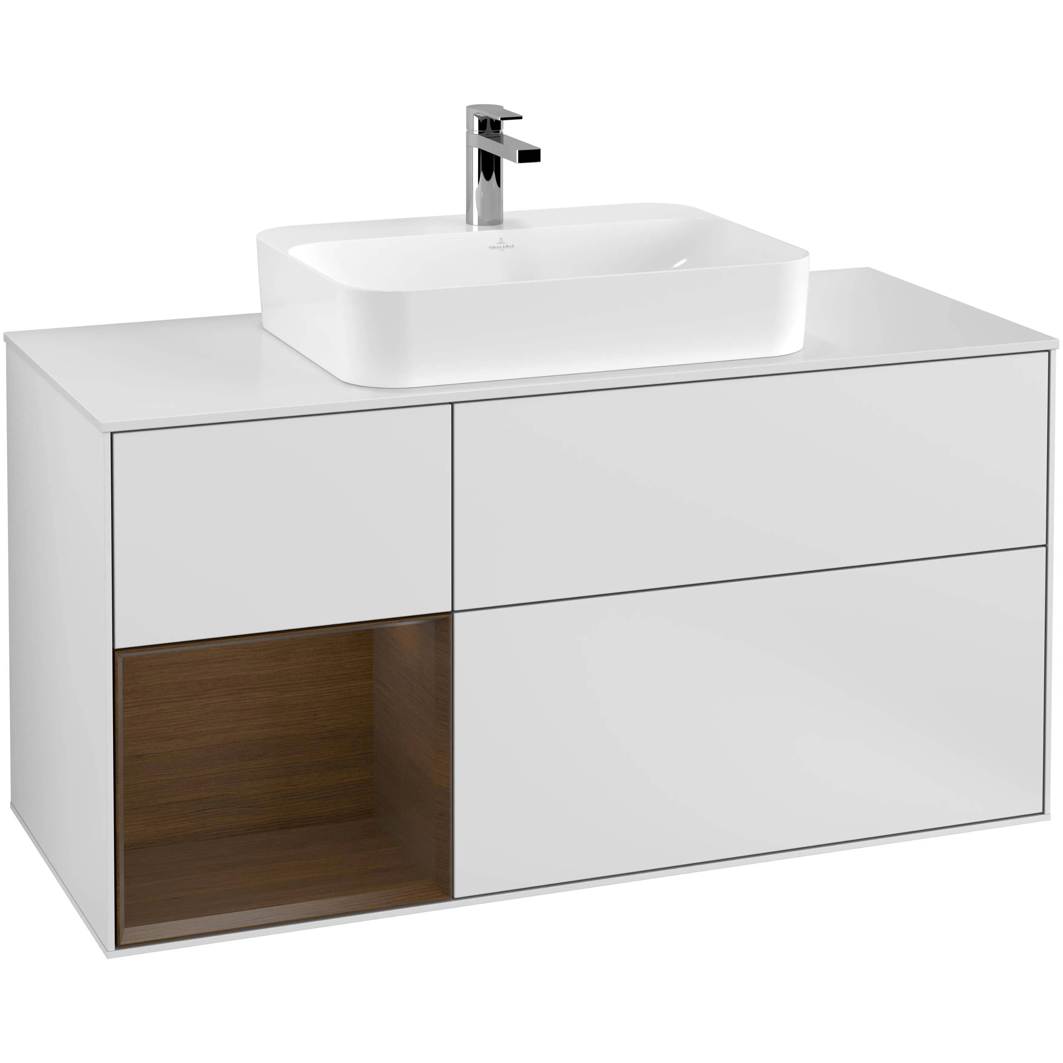 Tvättställsskåp Villeroy & Boch Finion med 3 Lådor Hylla och Bänkskiva för Ytmonterat Tvättställ