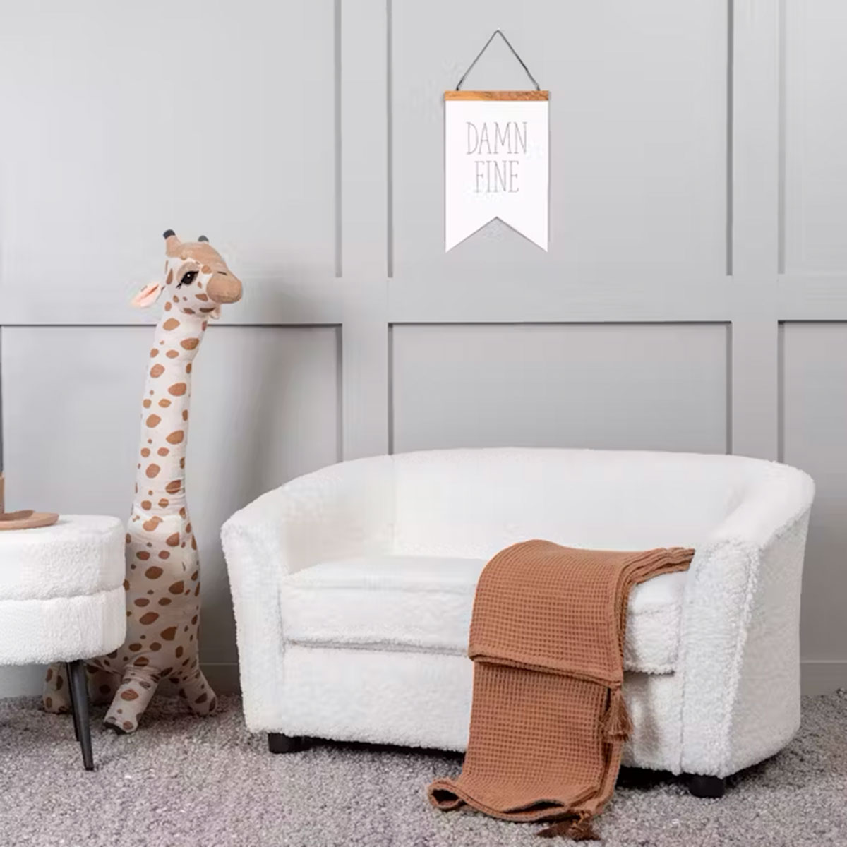 Barnsoffa Venture Home Måna Vit Teddy