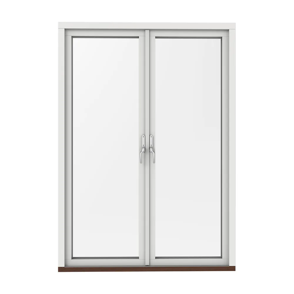 Helglasad Parfönsterdörr. HFDKFA 14-21-21 vitm. BxH-G 140x210-210 cm 3-glas Aluminium