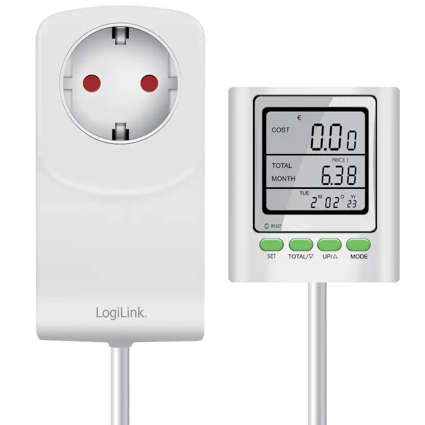 Energimätare LogiLink Med Kostnadsberäkning och Extern Display