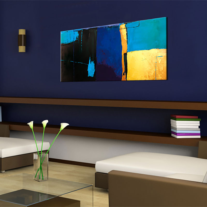 Handmålad Tavla Arkiio Fascination Den Blå Färgen 100x40