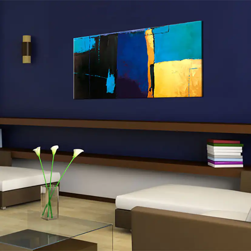 Handmålad Tavla Arkiio Fascination Den Blå Färgen 100x40