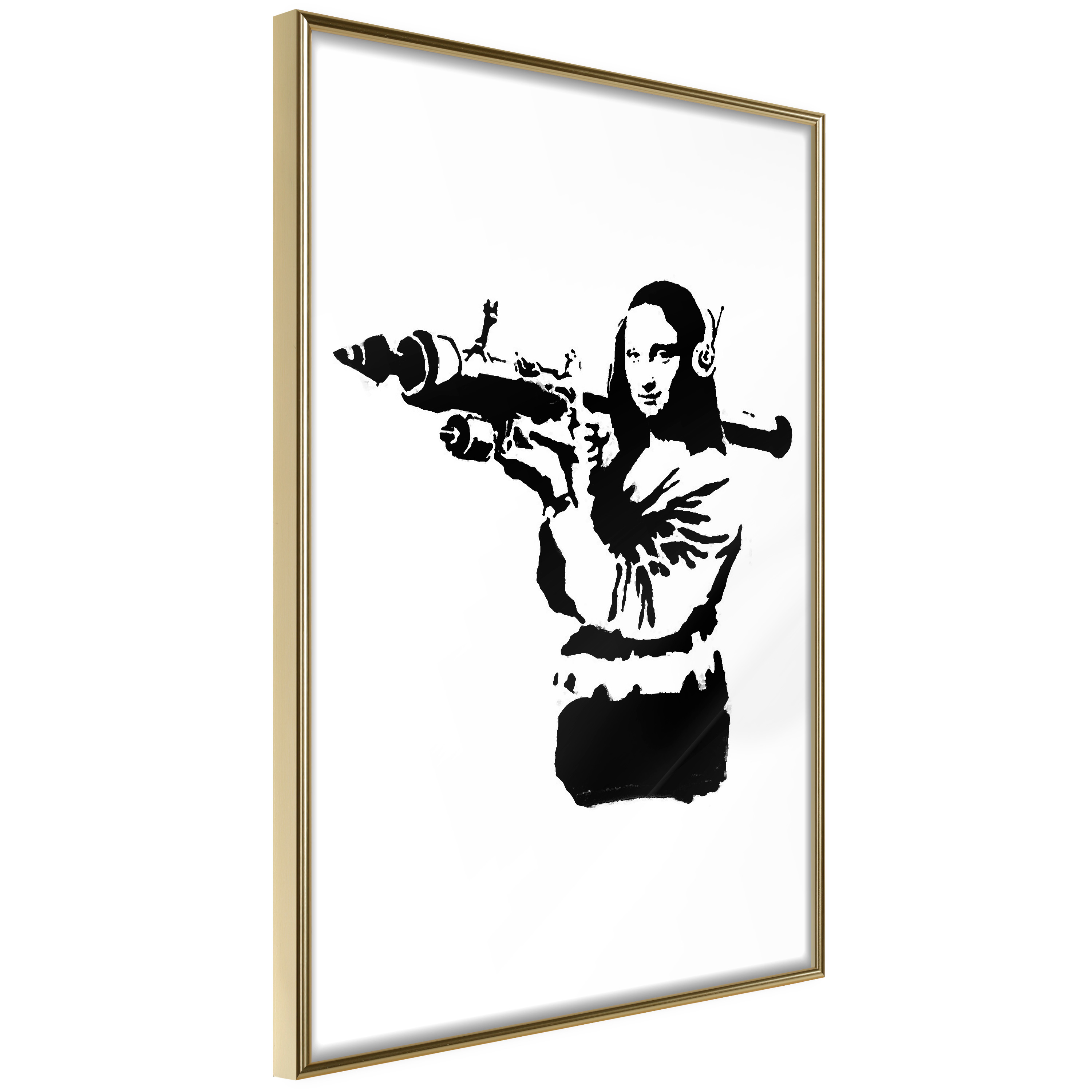 Poster Artgeist Affisch Banksy Mona Lisa with Rocket Launcher