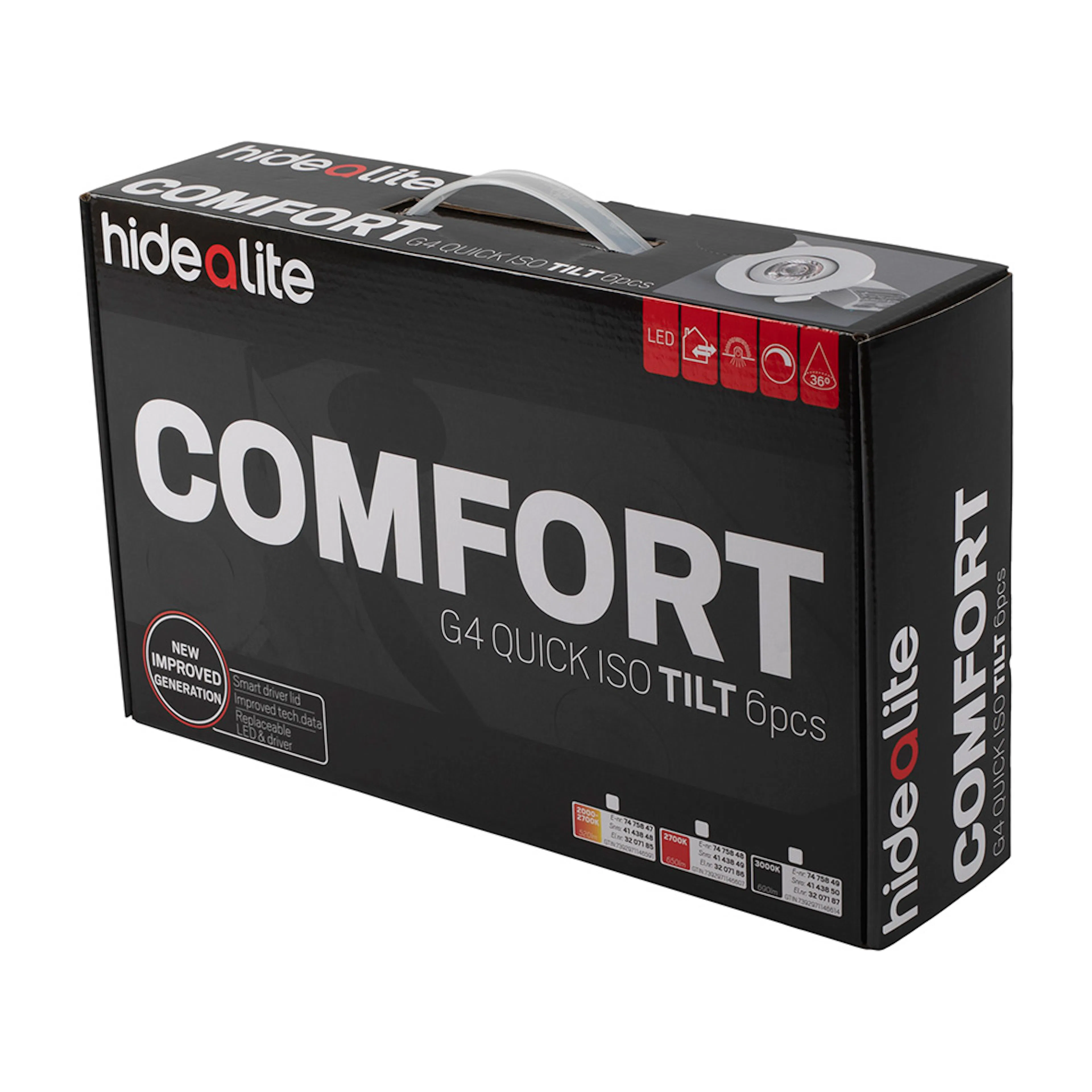 Downlight Hide-a-lite Comfort G4 Q ISO Tilt 6-pack LED Vit 930, Dimbar