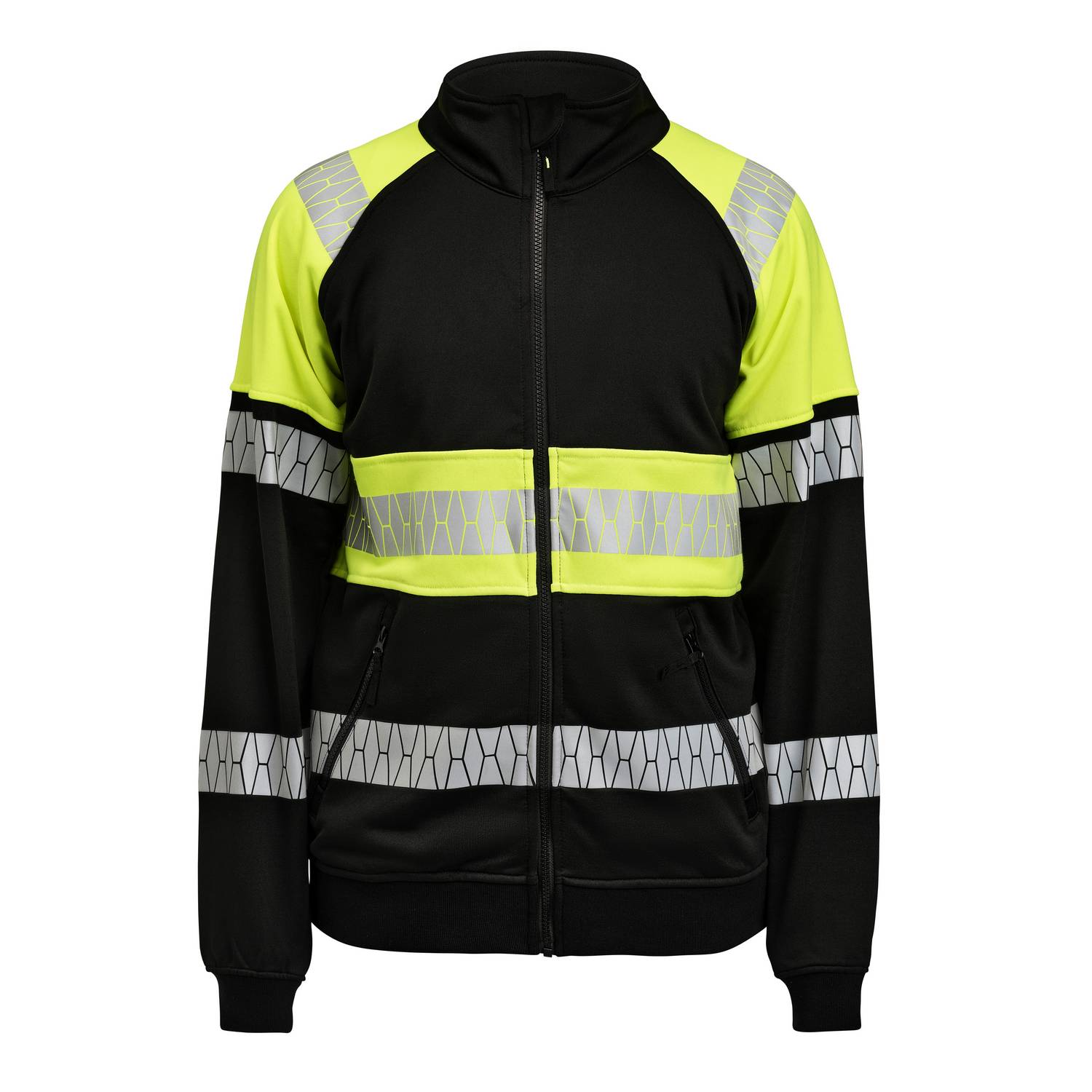 Sweatshirt Jobman Hel-Zip Varsel Svart/Gul V
