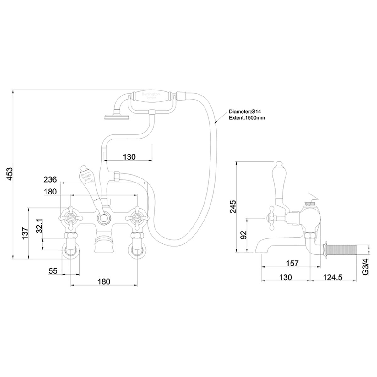 Badkarsblandare Burlington CL17 Claremont